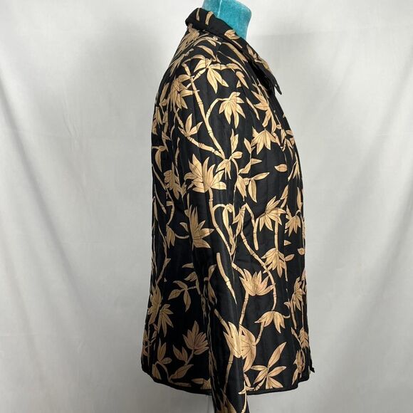 Anne Carson 100% Silk Quilted Black & Gold Bamboo Jacket (Size M) - Picture 4 of 7